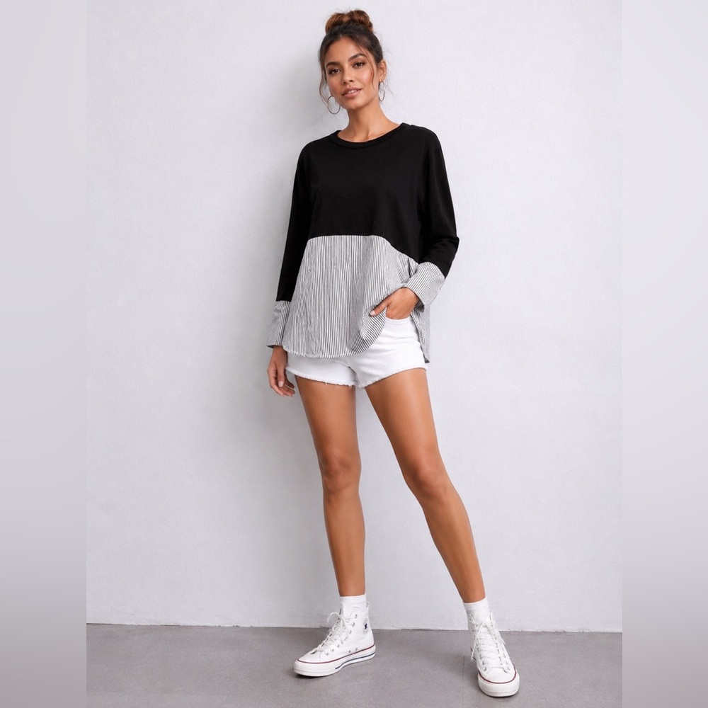 🛑 6/$25 Moiety Faux Shirt Top size medium